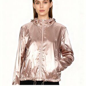 Pinko C-Clique Metallic Copper Jacket with Hood – US 6 (S)